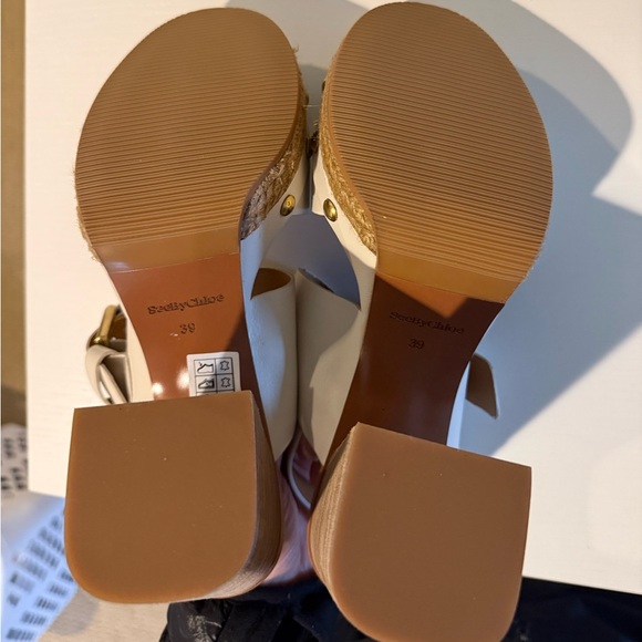 See By Chloe White and Tan Block Platform Sandals - Picture 5 of 6